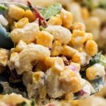 Pasta salad with mayonnaise and corn