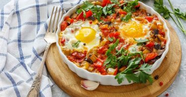 Shakshuka with eggs and tomatoes